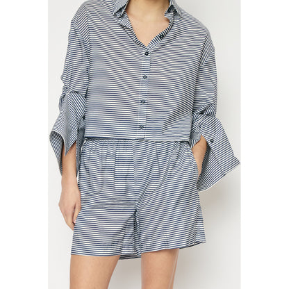 RE/BORN Antwerp Adriana Cotton Stripe shirt Dark Blue