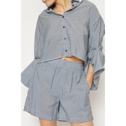 RE/BORN Antwerp Adriana Cotton Stripe shirt Dark Blue