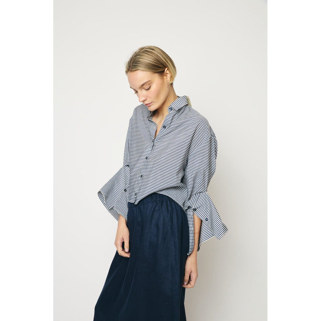 RE/BORN Antwerp Adriana Cotton Stripe shirt Dark Blue