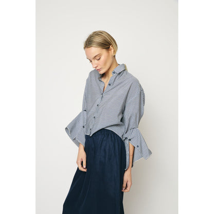 RE/BORN Antwerp Adriana Cotton Stripe shirt Dark Blue