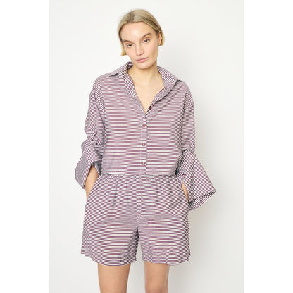RE/BORN Antwerp Adriana Cotton Stripe shirt Vino