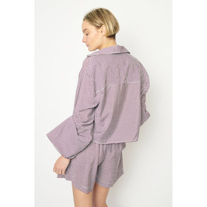 RE/BORN Antwerp Adriana Cotton Stripe shirt Vino