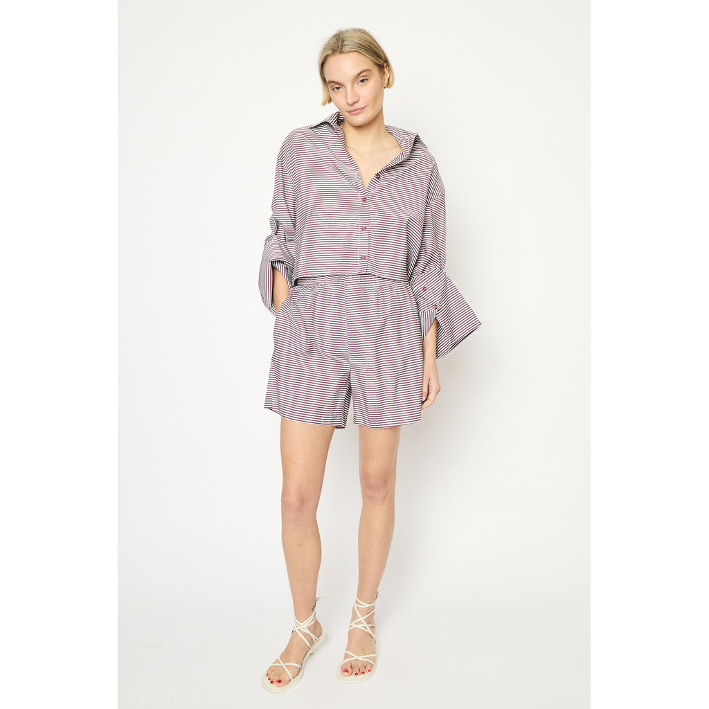 RE/BORN Antwerp Adriana Cotton Stripe shirt Vino
