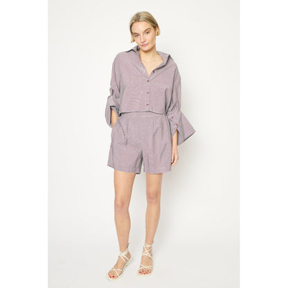 RE/BORN Antwerp Adriana Cotton Stripe shirt Vino