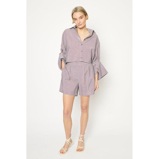 RE/BORN Antwerp Adriana Cotton Stripe shirt Vino