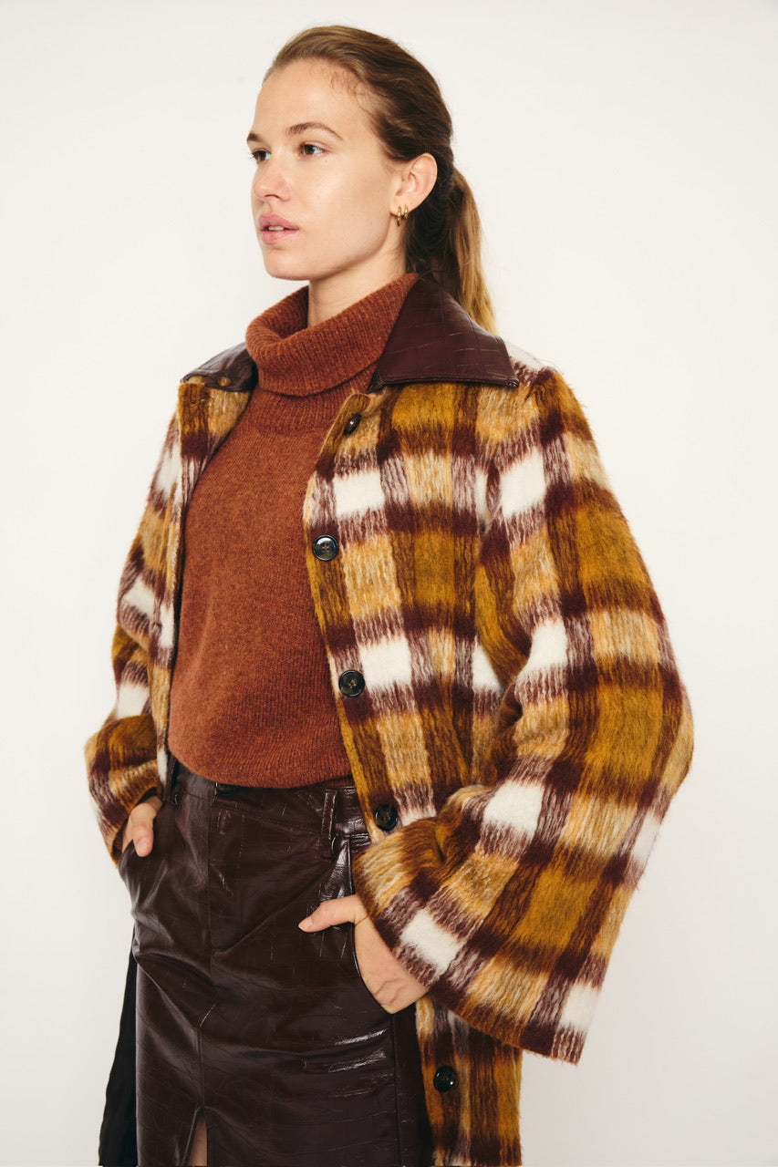 RE/BORN Antwerp Aïa coat Brown Check