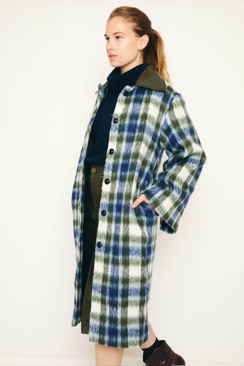 RE/BORN Antwerp Aïa coat Military/ Dark Blue Check