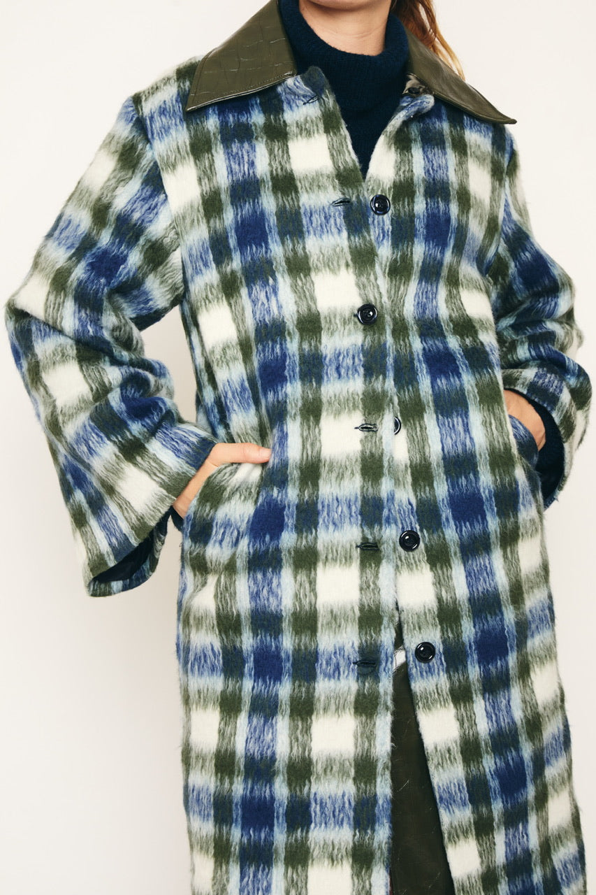 RE/BORN Antwerp Aïa coat Military/ Dark Blue Check