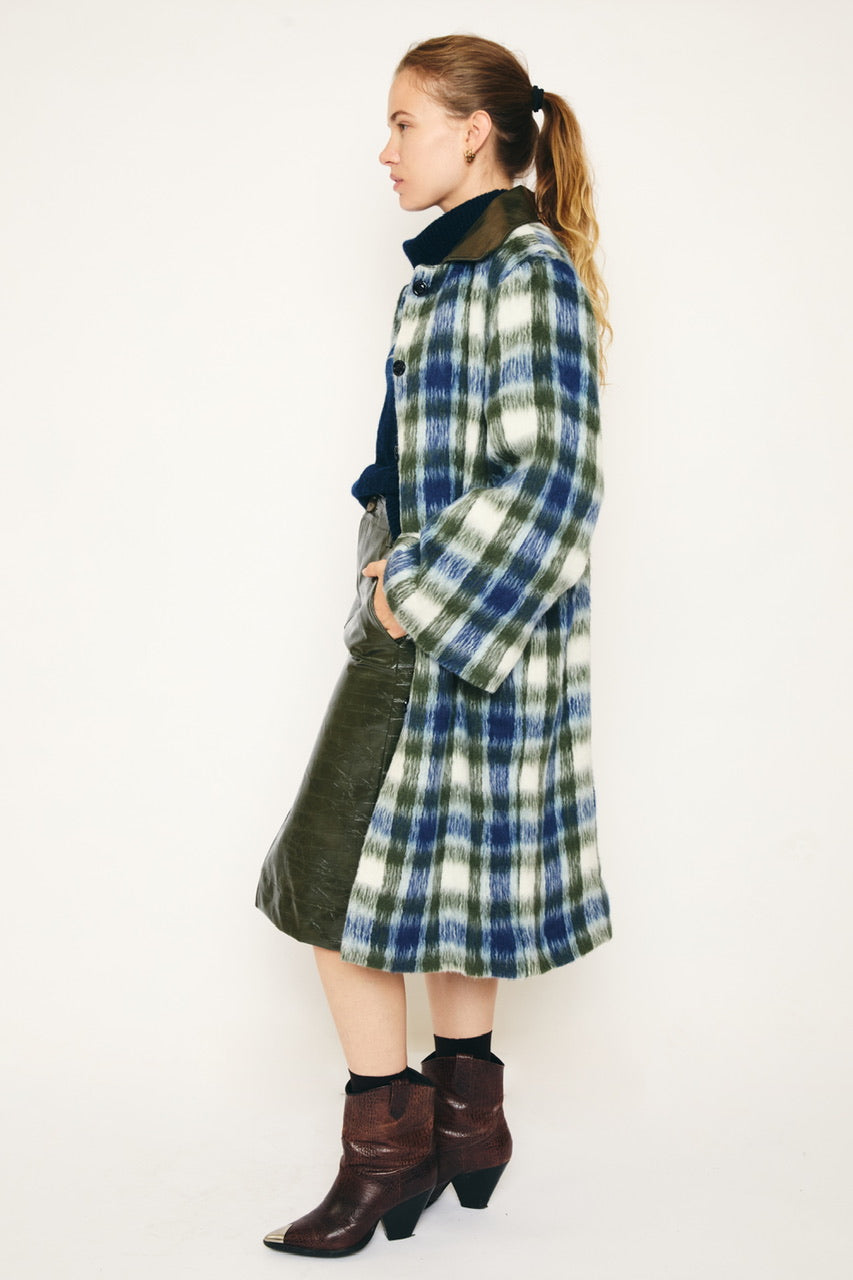 RE/BORN Antwerp Aïa coat Military/ Dark Blue Check