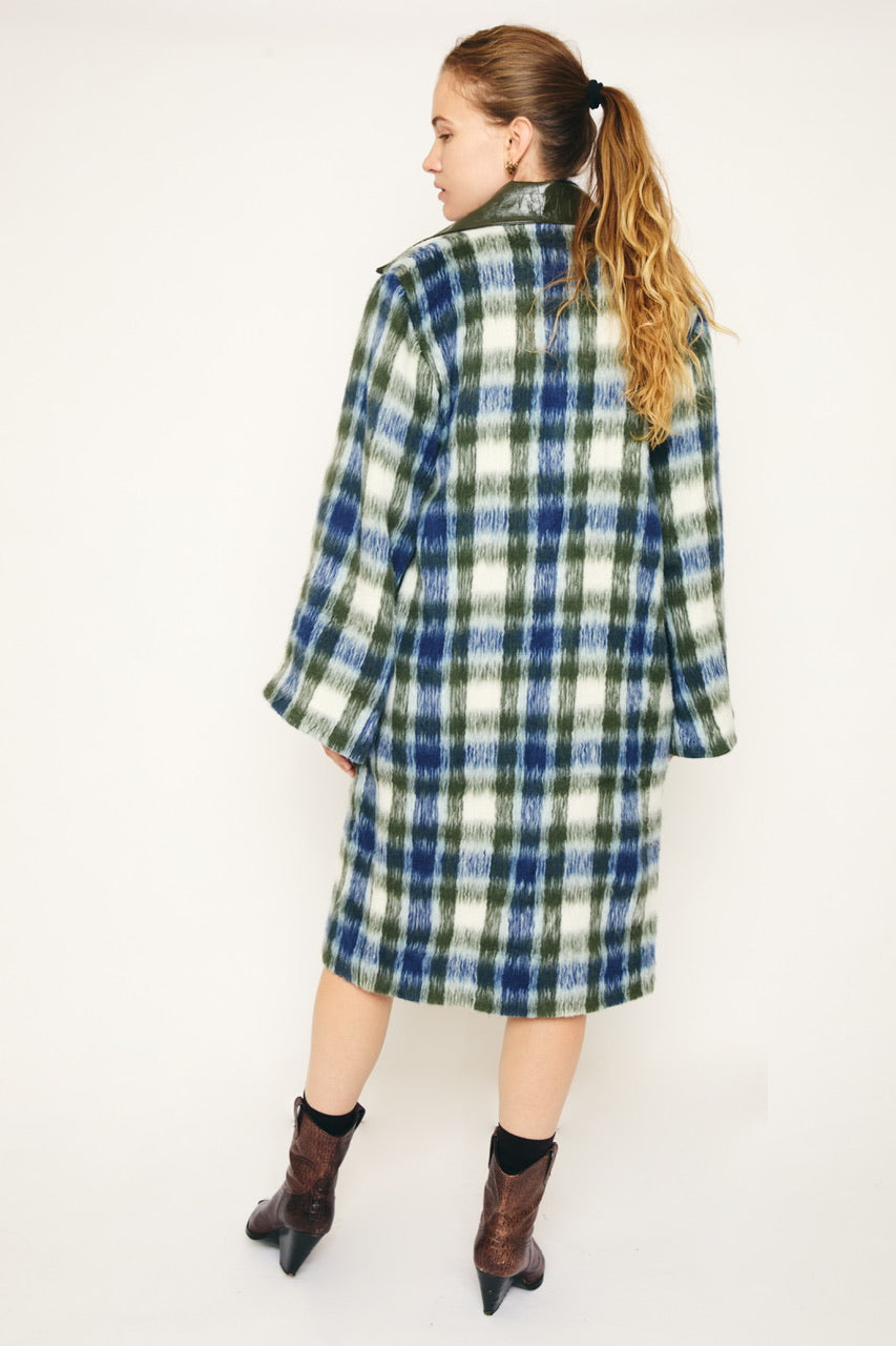 RE/BORN Antwerp Aïa coat Military/ Dark Blue Check
