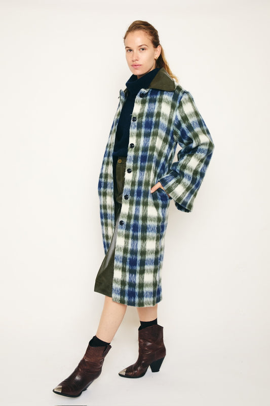 RE/BORN Antwerp Aïa coat Military/ Dark Blue Check