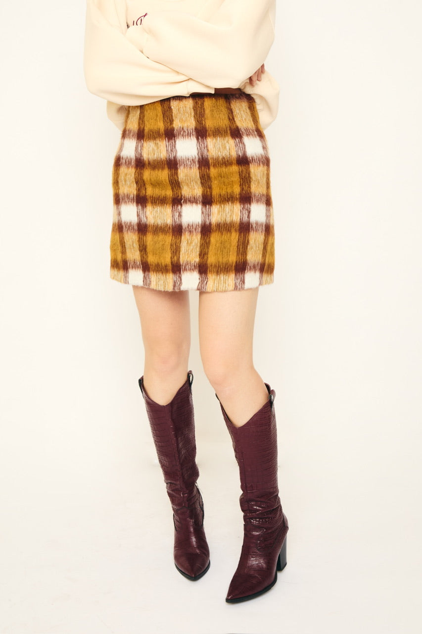RE/BORN Antwerp Alva skirt Brown Check
