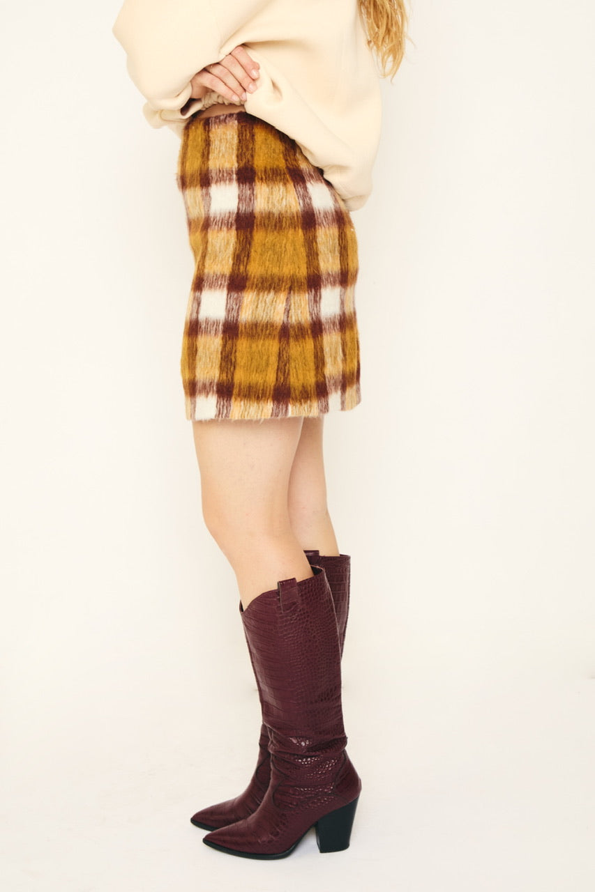 RE/BORN Antwerp Alva skirt Brown Check