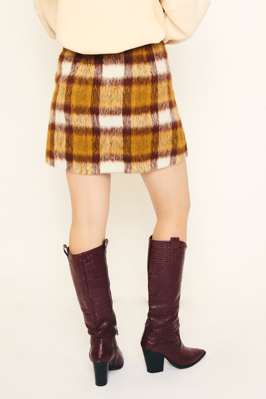 RE/BORN Antwerp Alva skirt Brown Check