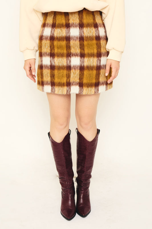 RE/BORN Antwerp Alva skirt Brown Check
