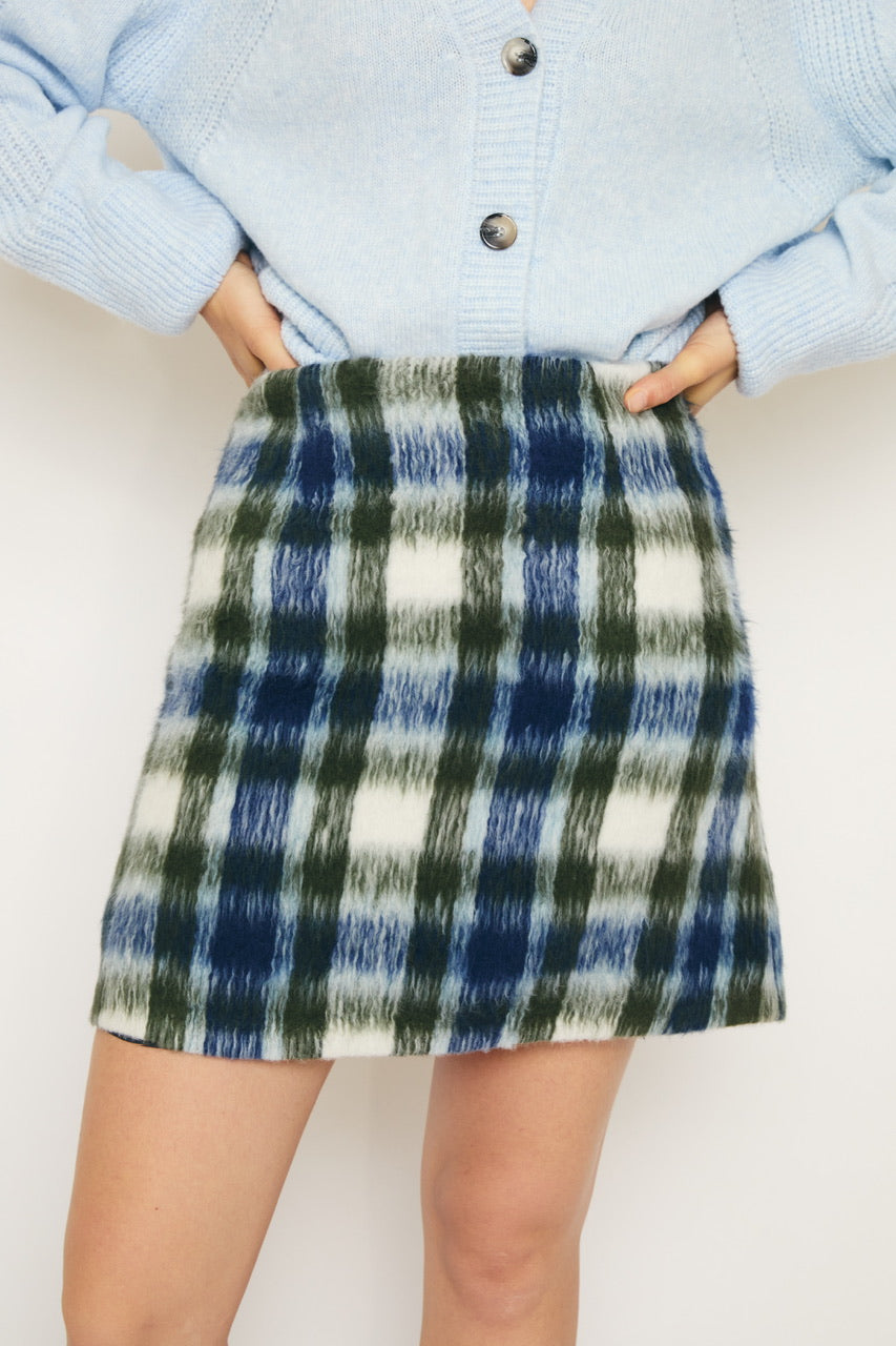 RE/BORN Antwerp Alva skirt Military/ Dark Blue Check