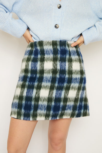 RE/BORN Antwerp Alva skirt Military/ Dark Blue Check