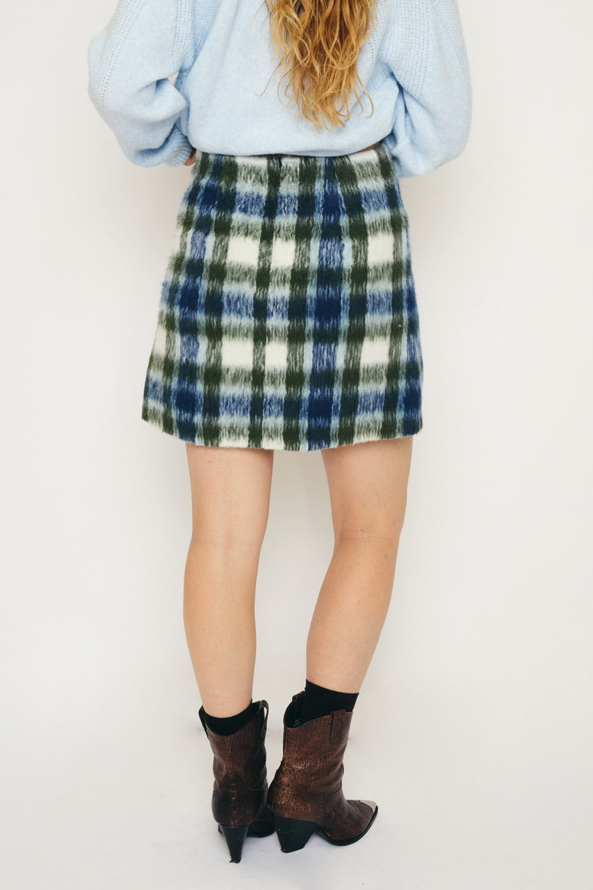 RE/BORN Antwerp Alva skirt Military/ Dark Blue Check