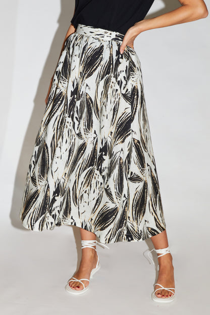 RE/BORN Antwerp Angele Print skirt Black Leaf Pint