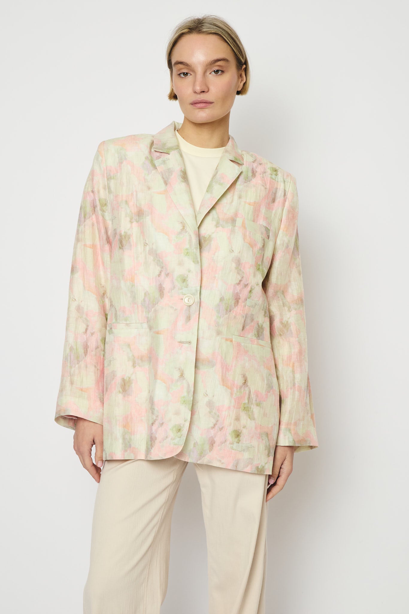 RE/BORN Antwerp Astro Aqua Flowers jacket