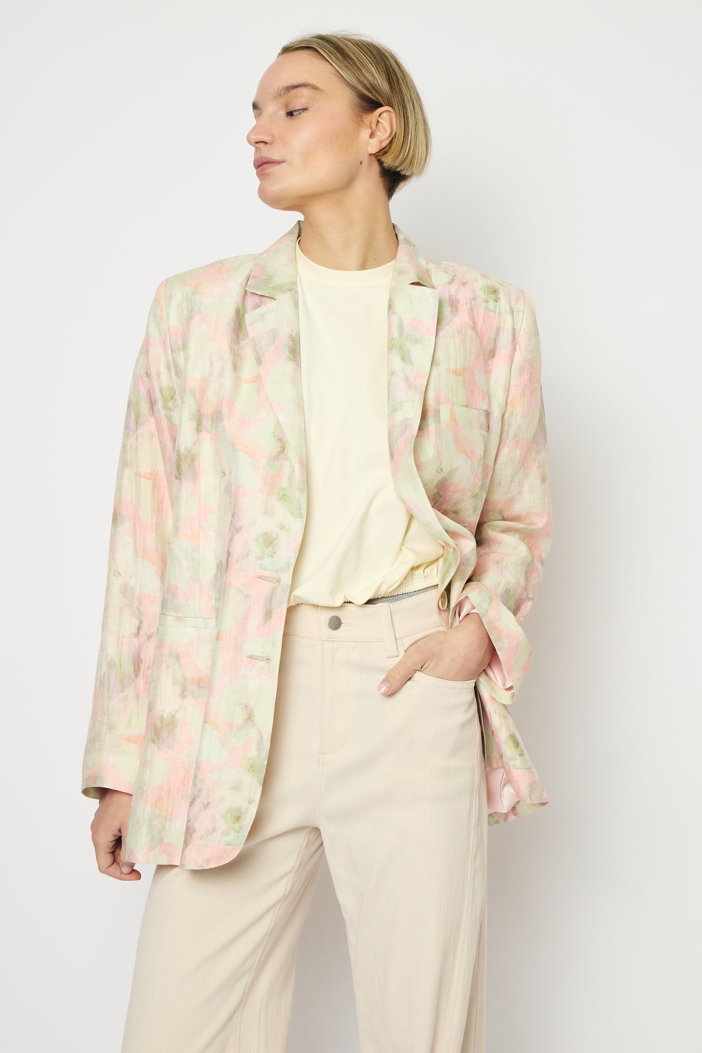 RE/BORN Antwerp Astro Aqua Flowers jacket Aqua Floral Pink