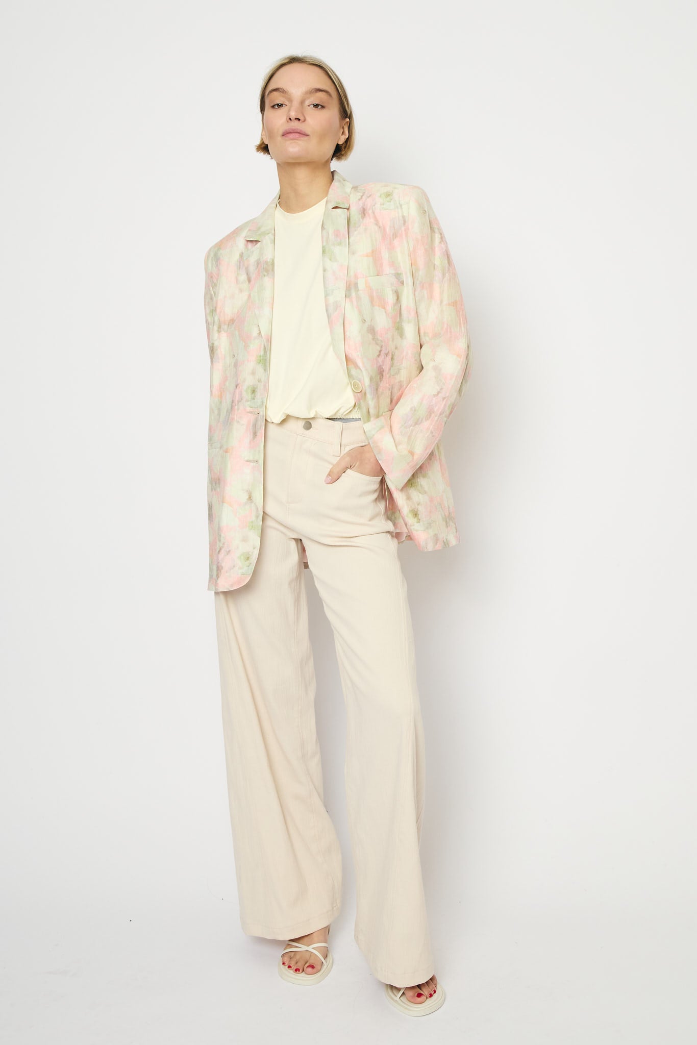 RE/BORN Antwerp Astro Aqua Flowers jacket Aqua Floral Pink
