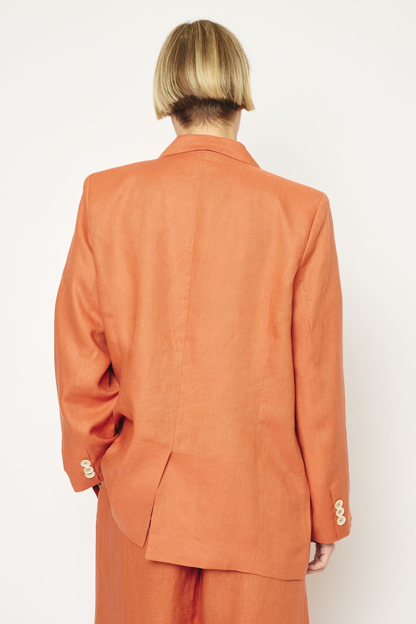 RE/BORN Antwerp Astro Evergreen Linen jacket Tangine Orange