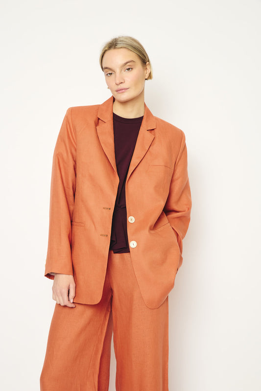 RE/BORN Antwerp Astro Evergreen Linen jacket Tangine Orange