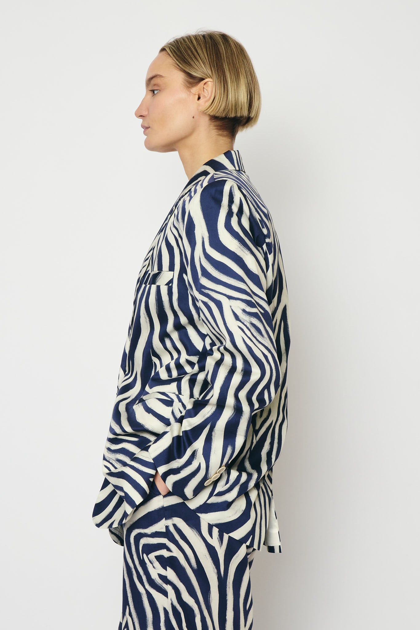 RE/BORN Antwerp Astro zebra print jacket Zebra Dark Blue