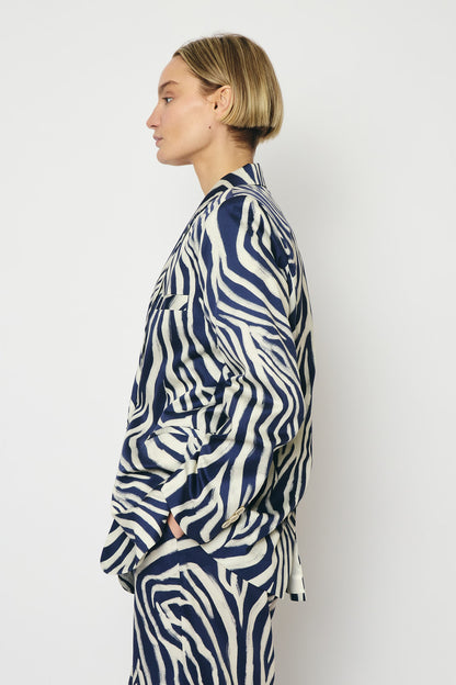RE/BORN Antwerp Astro zebra print jacket Zebra Dark Blue
