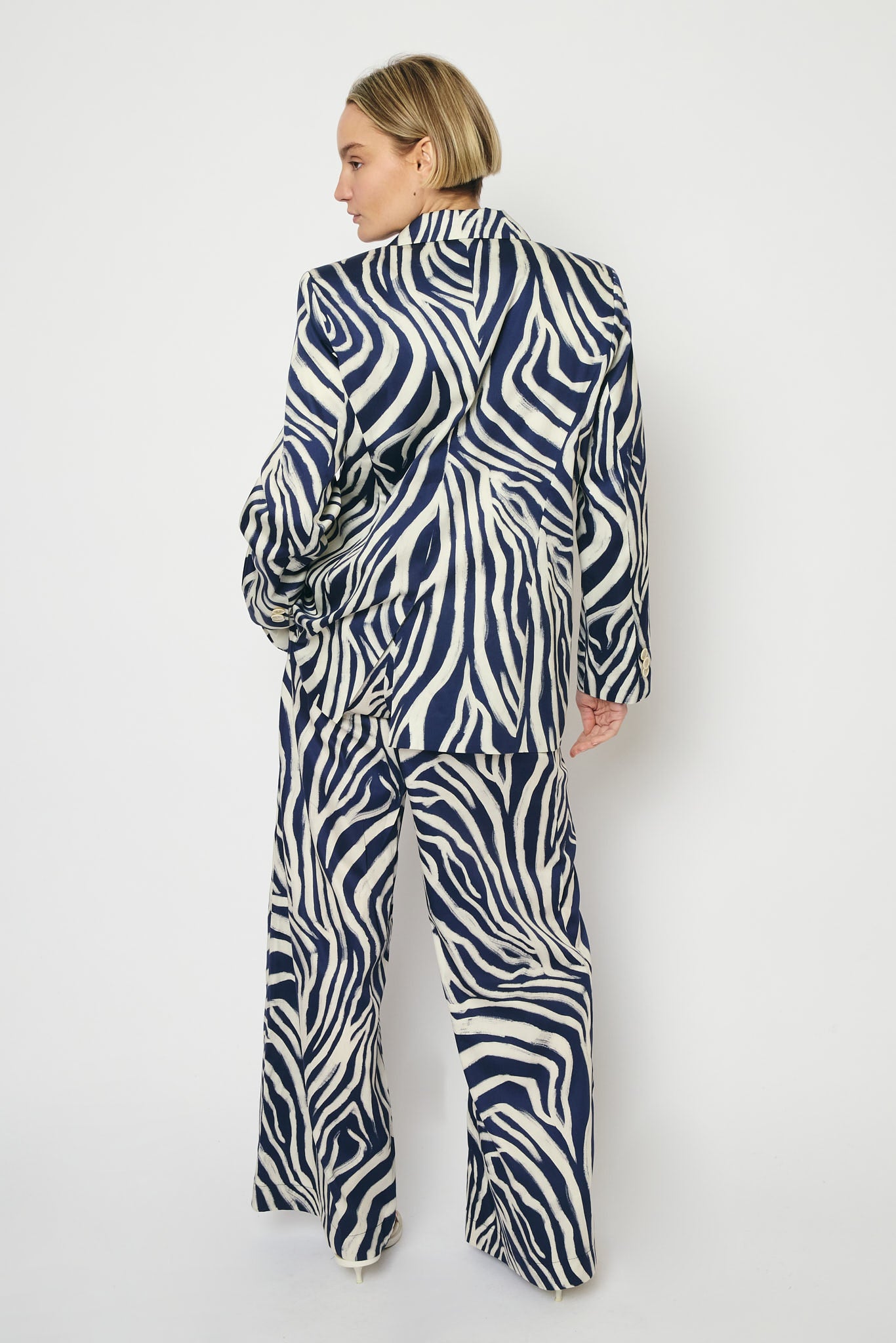 RE/BORN Antwerp Astro zebra print jacket Zebra Dark Blue