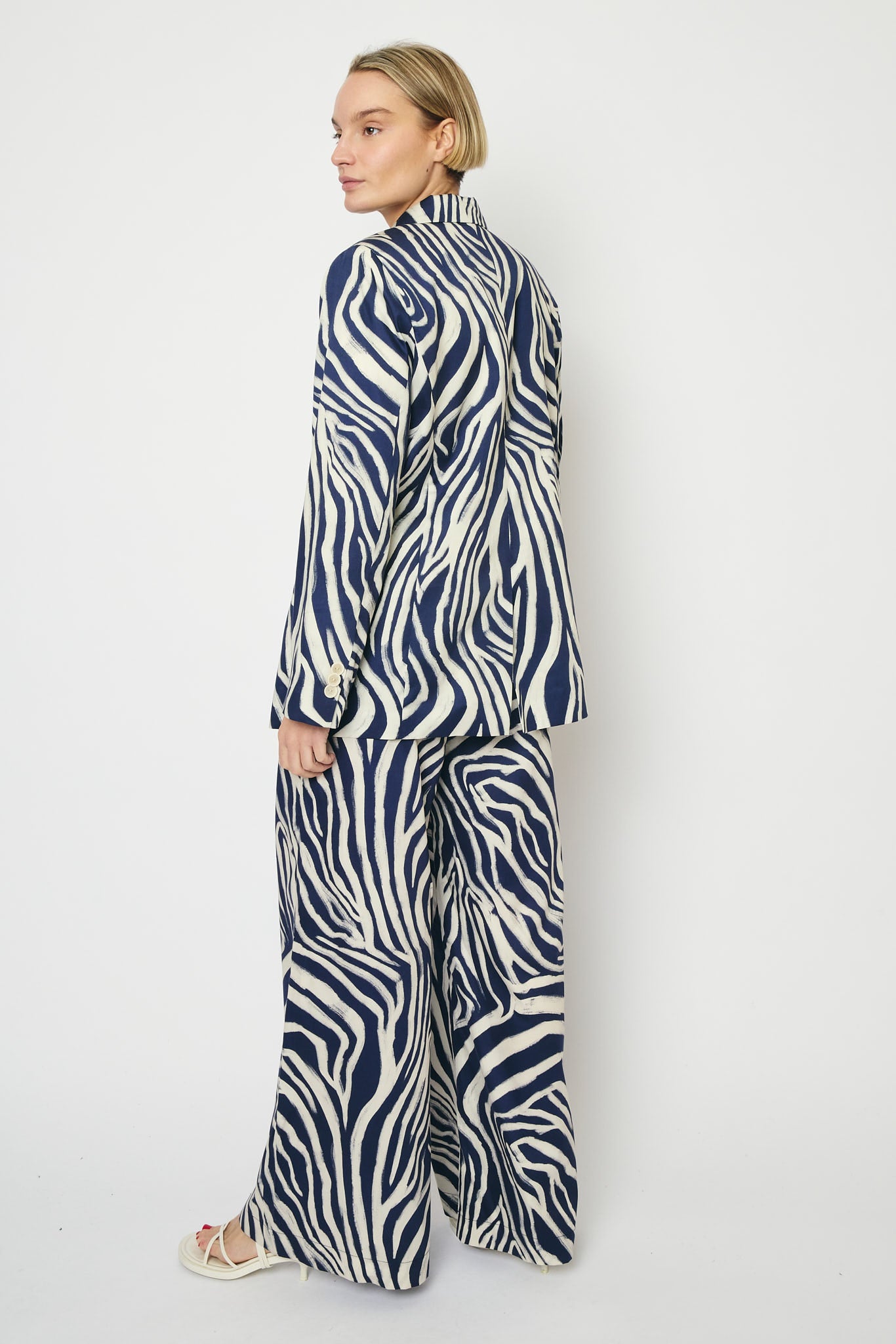 RE/BORN Antwerp Astro zebra print jacket Zebra Dark Blue
