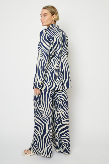 RE/BORN Antwerp Astro zebra print jacket Zebra Dark Blue