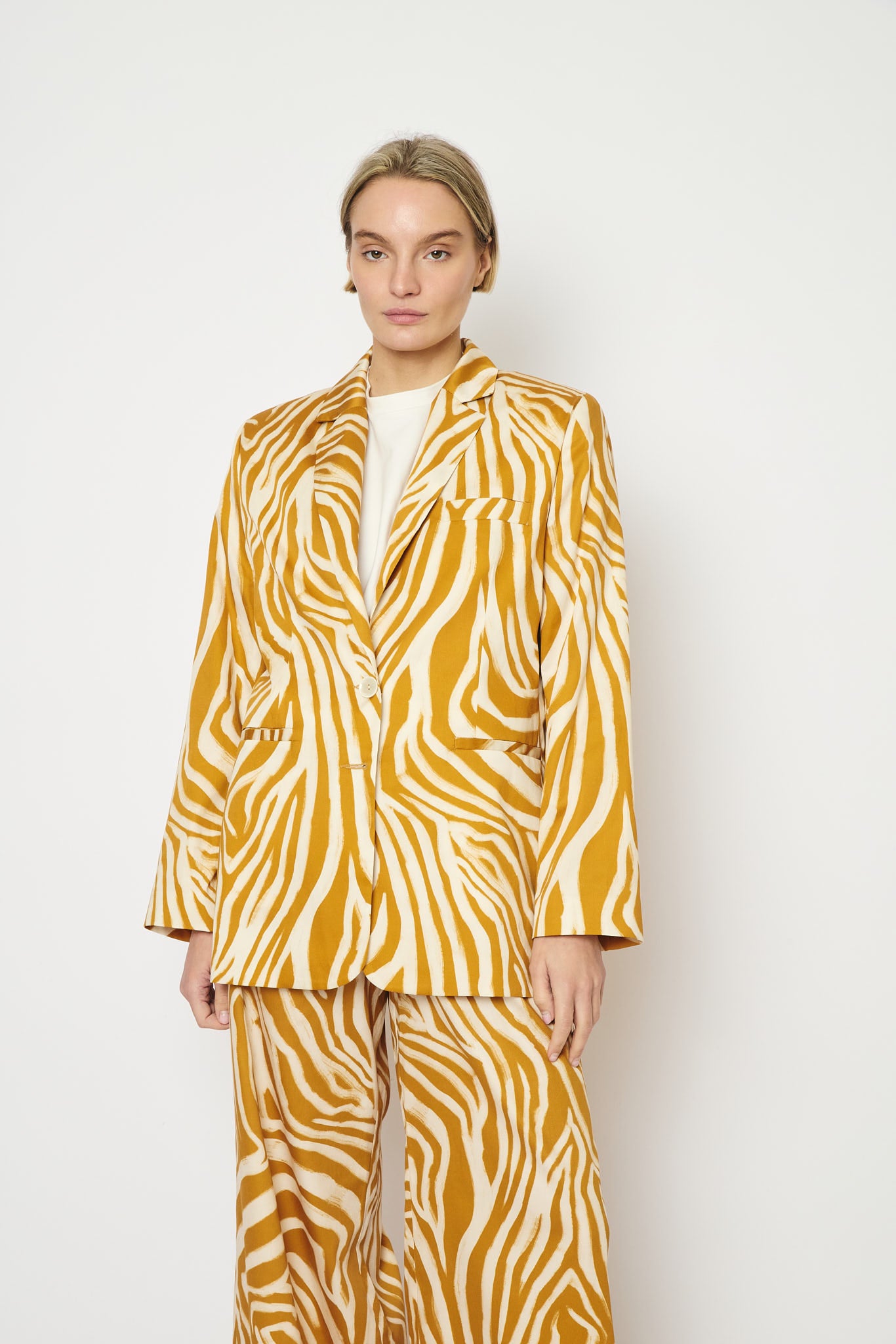 RE/BORN Antwerp Astro zebra print jacket Zebra Dark Blue