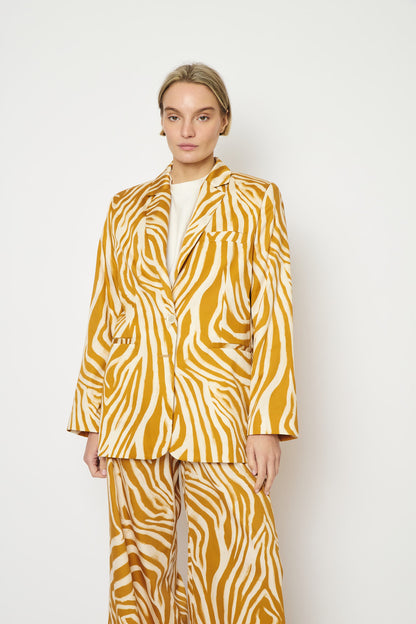 RE/BORN Antwerp Astro zebra print jacket Zebra Dark Blue