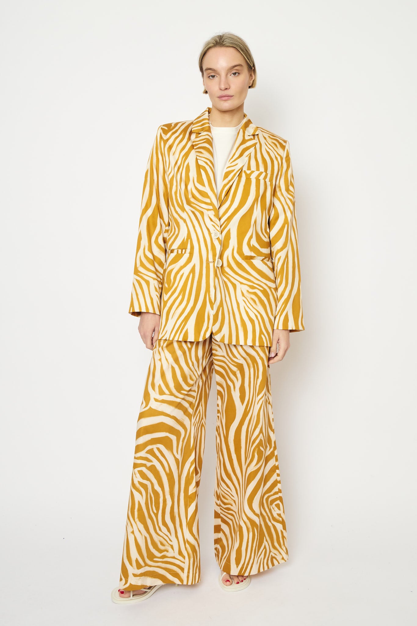 RE/BORN Antwerp Astro zebra print jacket Zebra Ochra