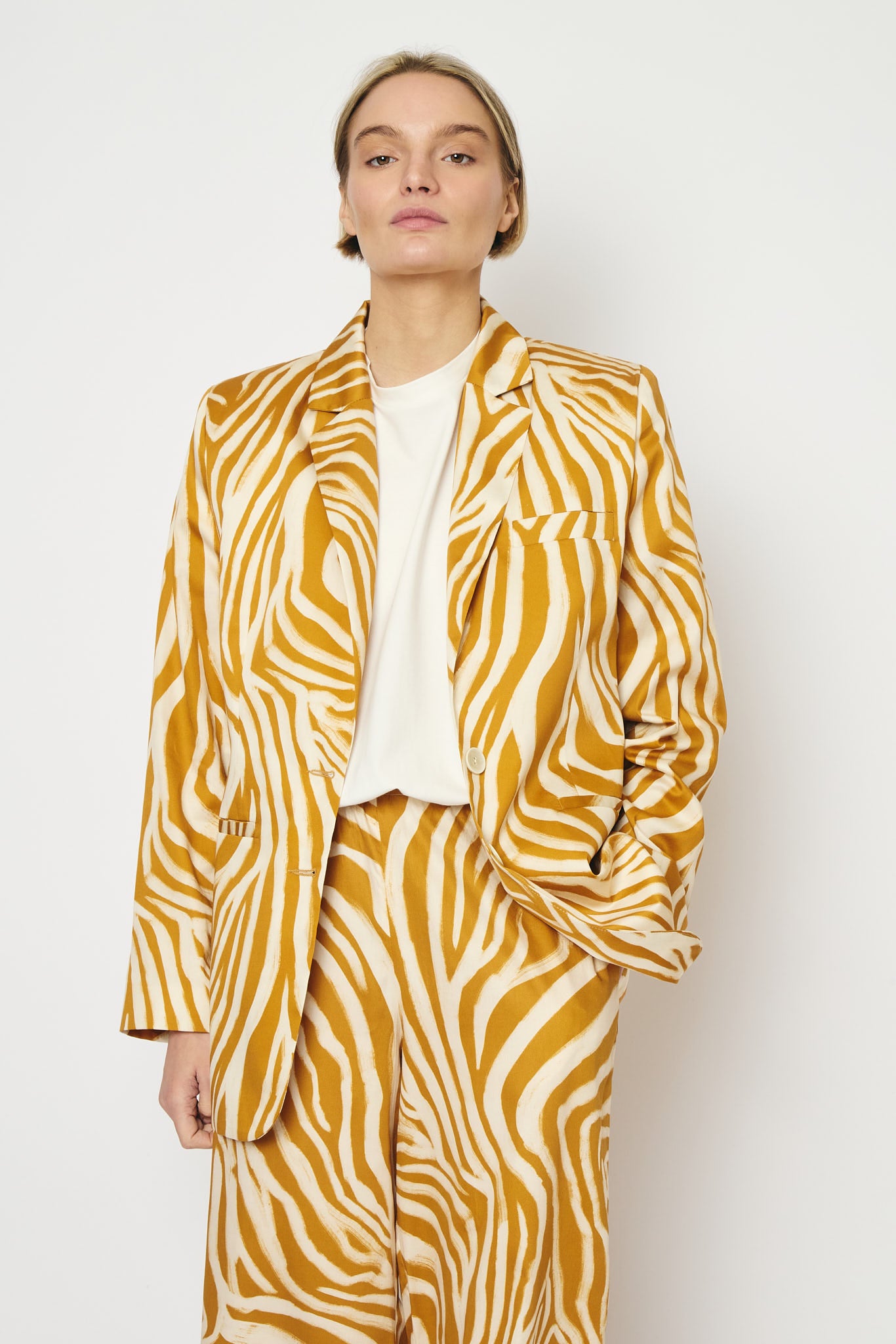 RE/BORN Antwerp Astro zebra print jacket Zebra Ochra