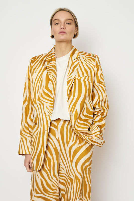 RE/BORN Antwerp Astro zebra print jacket Zebra Ochra