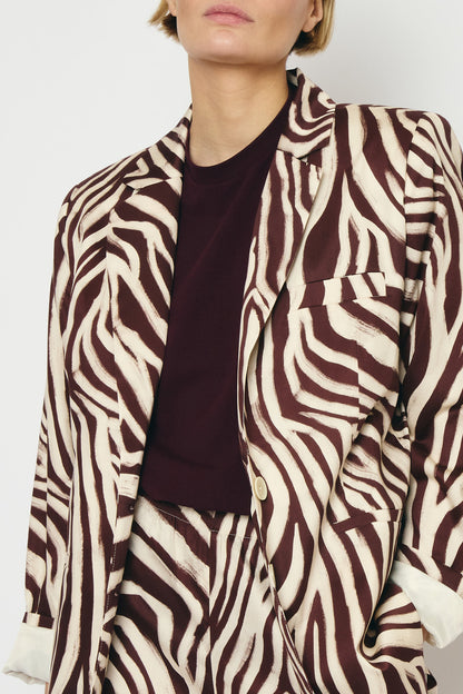 RE/BORN Antwerp Astro zebra print jacket Zebra Vino/Brown