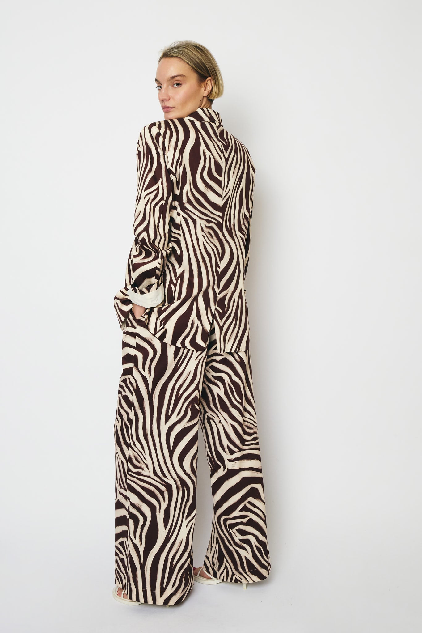 RE/BORN Antwerp Astro zebra print jacket Zebra Vino/Brown