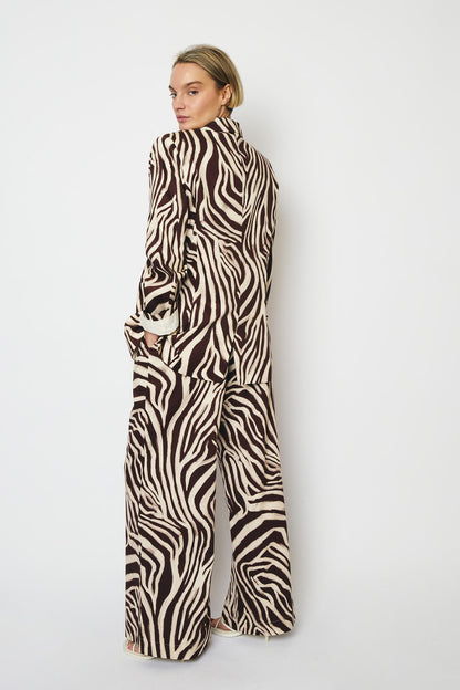 RE/BORN Antwerp Astro zebra print jacket Zebra Vino/Brown