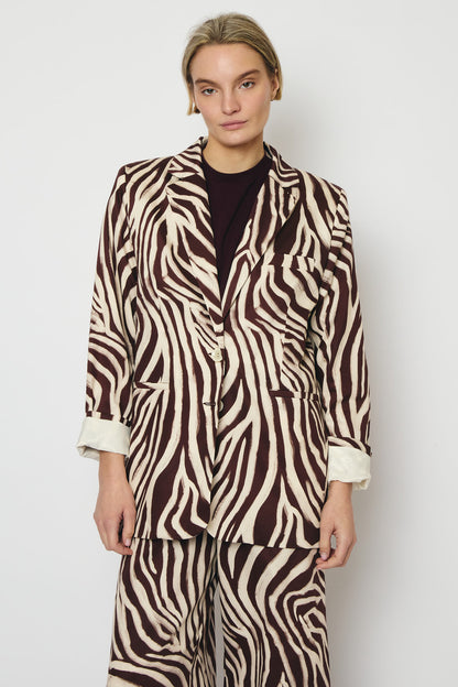 RE/BORN Antwerp Astro zebra print jacket Zebra Vino/Brown