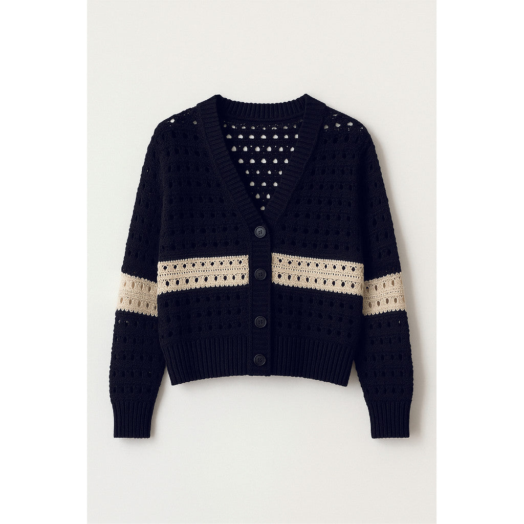 RE/BORN Antwerp Audrey vest Dark Blue/Crème