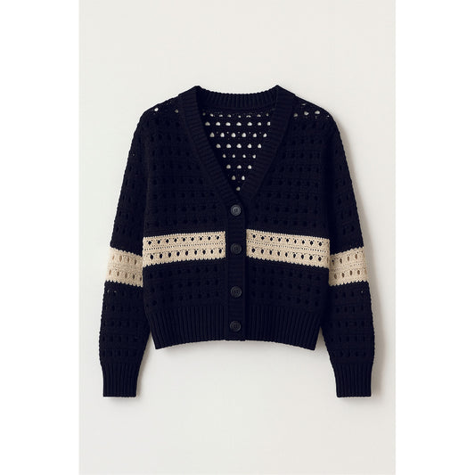 RE/BORN Antwerp Audrey vest Dark Blue/Crème