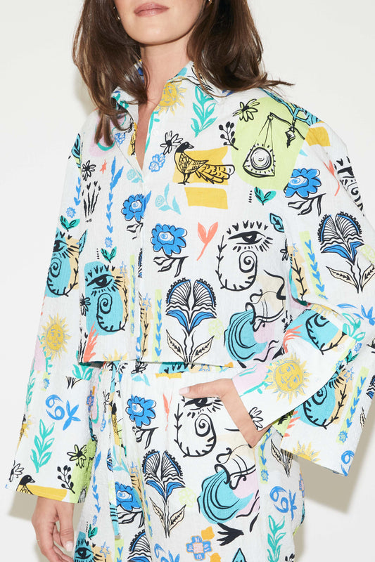 RE/BORN Antwerp Aurora hemd print  Silver