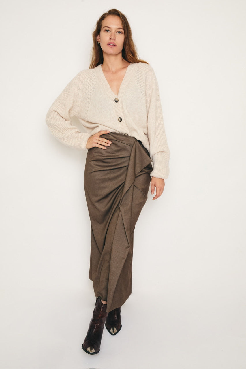RE/BORN Antwerp Claudia Viscose skirt Taupe