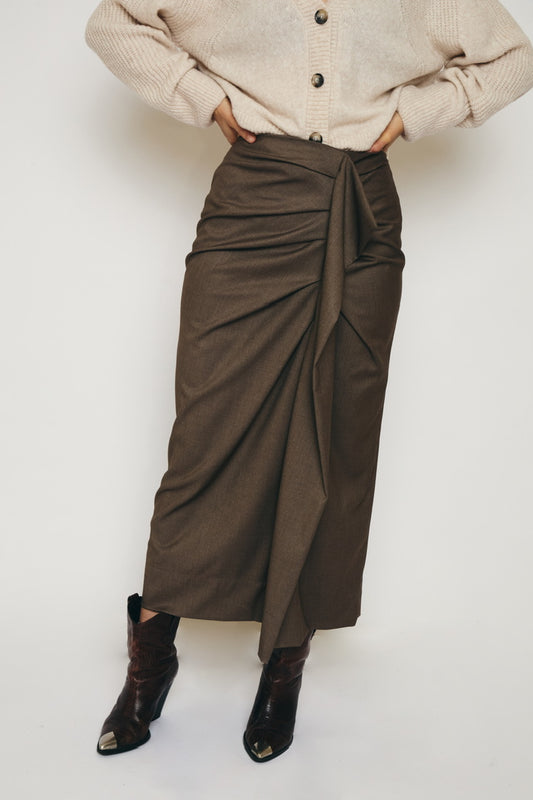 RE/BORN Antwerp Claudia Viscose skirt Taupe