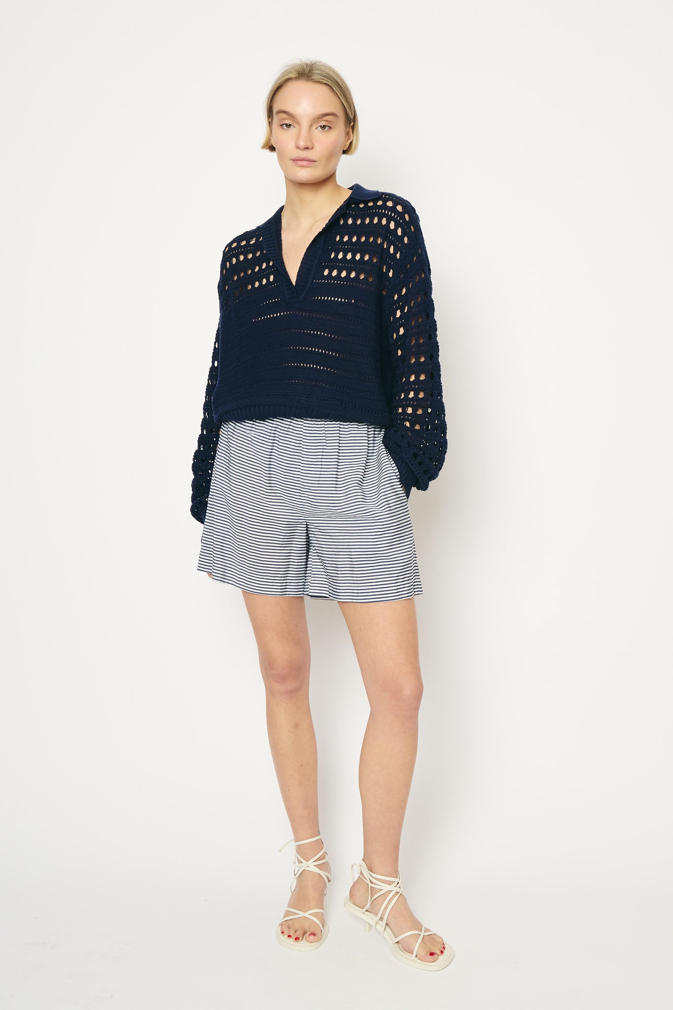 RE/BORN Antwerp Dea Cotton stripe trousers Dark Blue