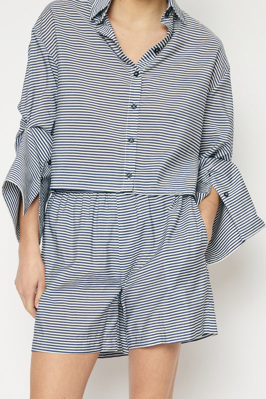 RE/BORN Antwerp Dea Cotton stripe trousers Dark Blue