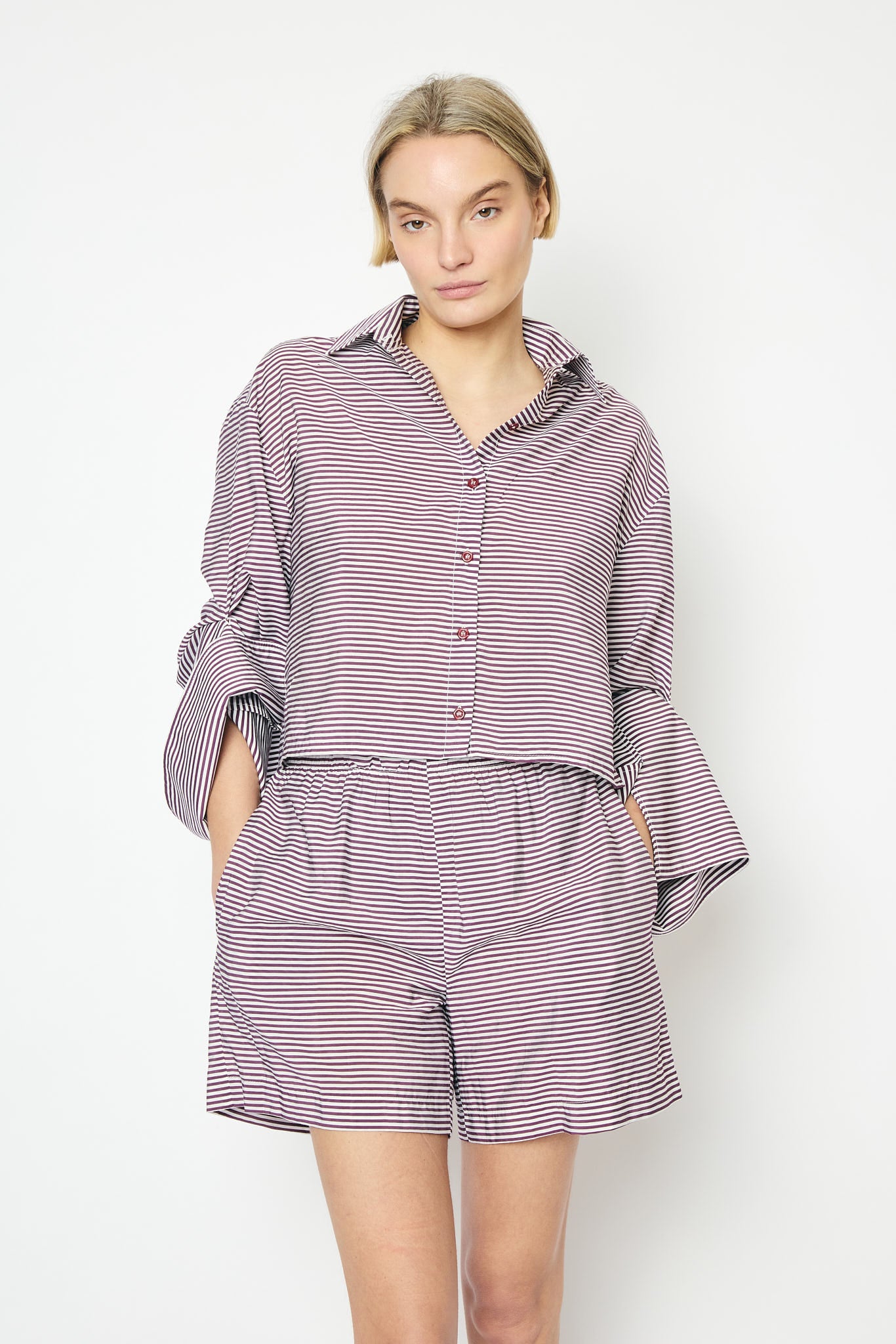 RE/BORN Antwerp Dea Cotton stripe trousers Vino